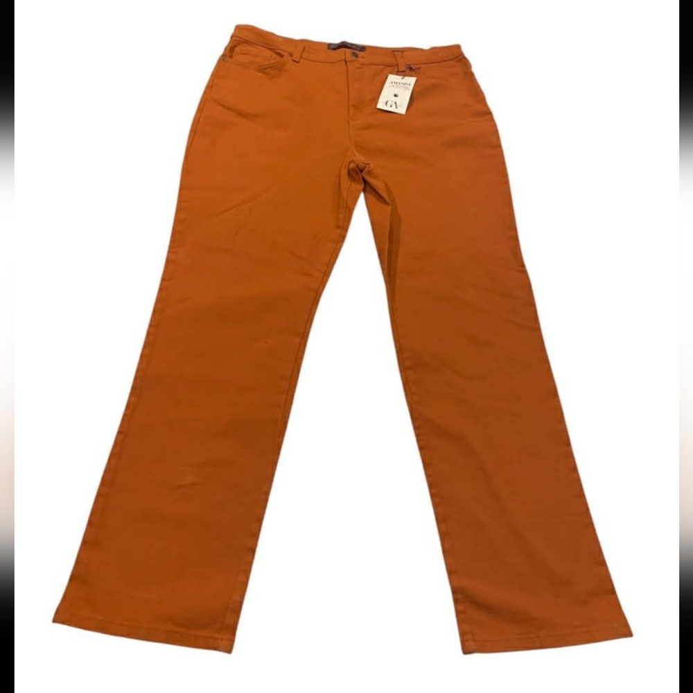 Gloria Vanderbilt Amanda Jeans 18 Average Terracotta Orange Slimming‎ Tapered